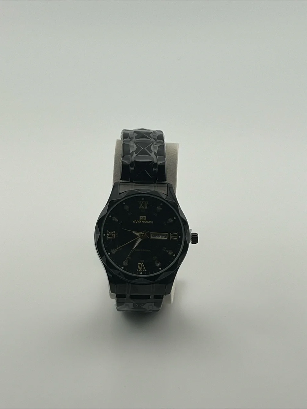 Va Va Voom Men's Black Dress Watch with Gold Accents